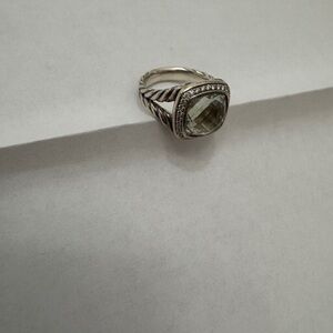 David Yurman Sterling Silver, Prasiolite & Diamond 11mm Albion Ring